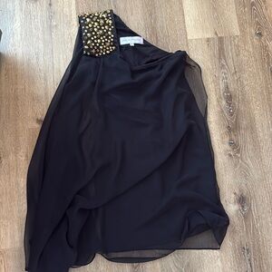 Black womens one shoulder cocktail black dress